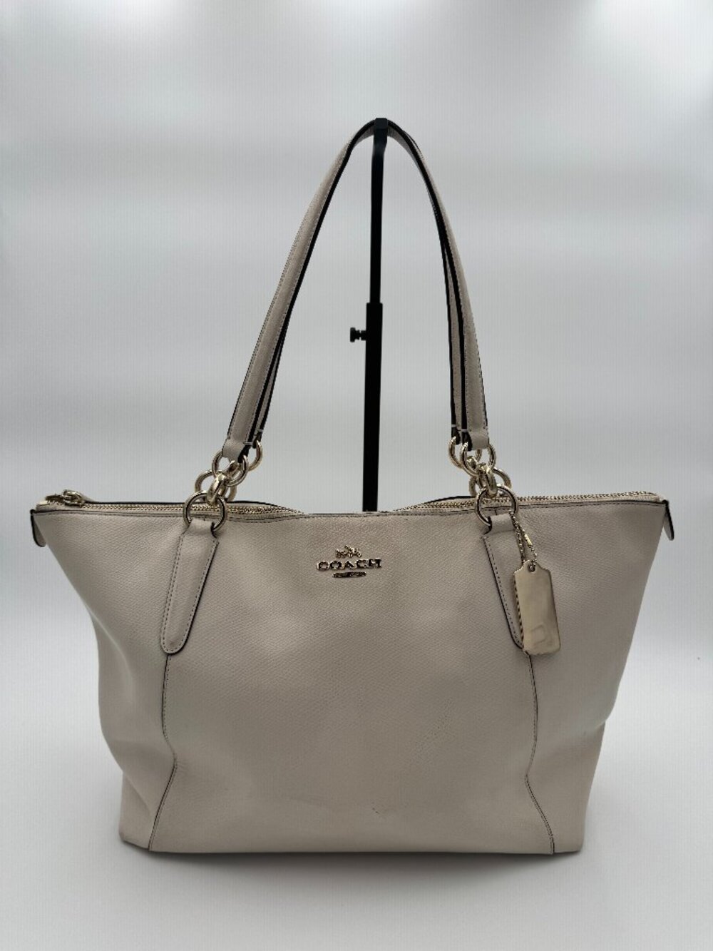 Coach Ava White Leather Zip Top Tote